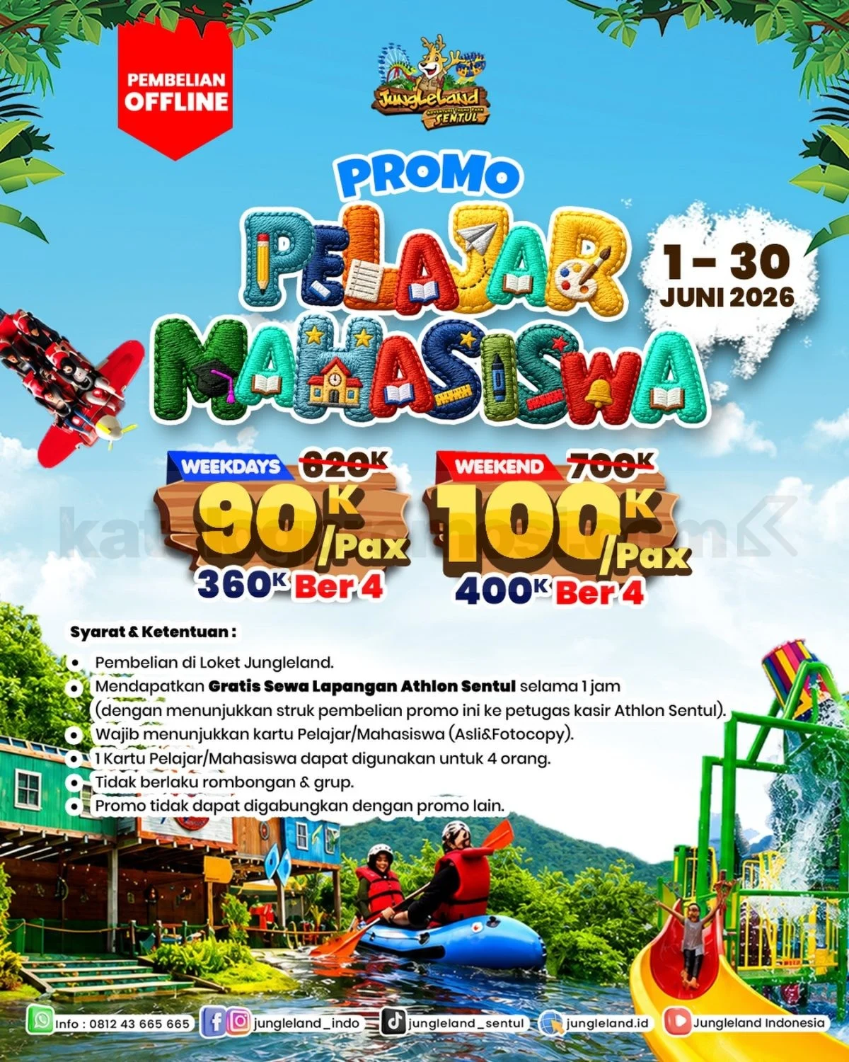 Promo JungleLand Pelajar: Liburan Hemat Mulai 90 Ribu Juni 2026