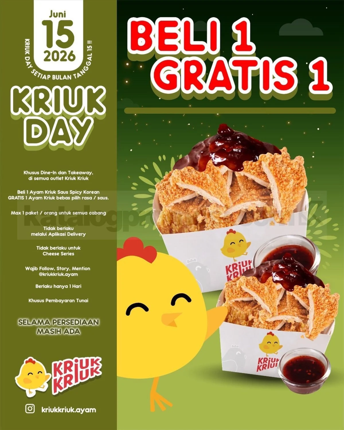 Promo Kriuk Kriuk Beli 1 Gratis 1: Serbu 15 Juni 2026!