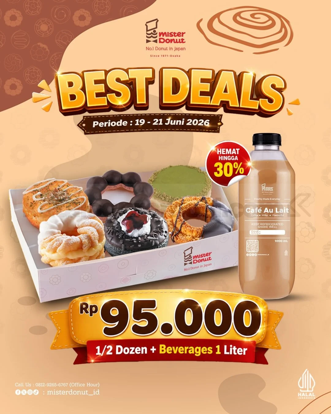 Promo Mister Donut: Paket Hemat Donut & Minuman 1L Hanya 95 Ribu!