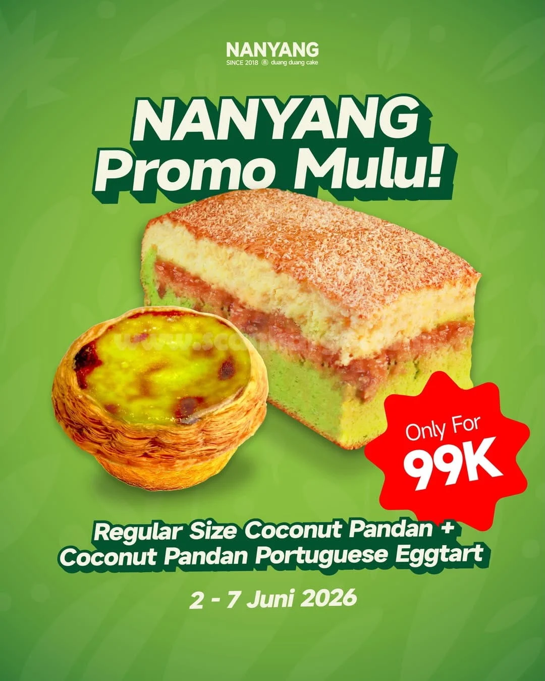 Promo Nanyang: 2 Varian Coconut Pandan Spesial Rp 99.000