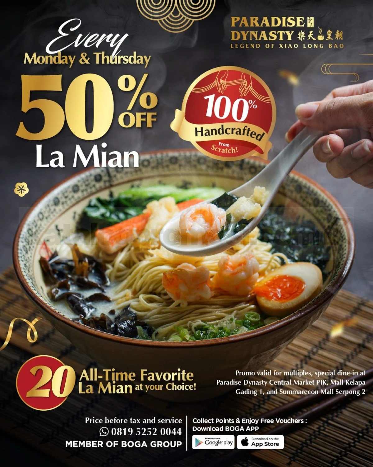 Promo Paradise Dynasty: La Mian Diskon 50% Setiap Senin & Kamis!