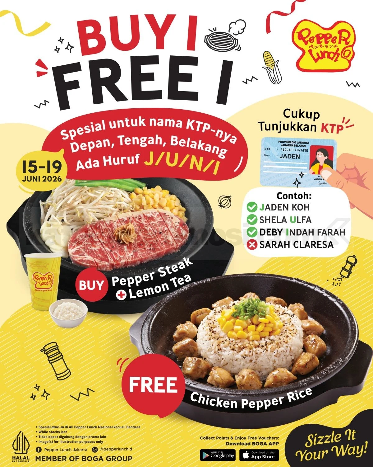 Promo Pepper Lunch: Beli 1 Gratis 1 untuk Pemilik Nama J, U, N, I!