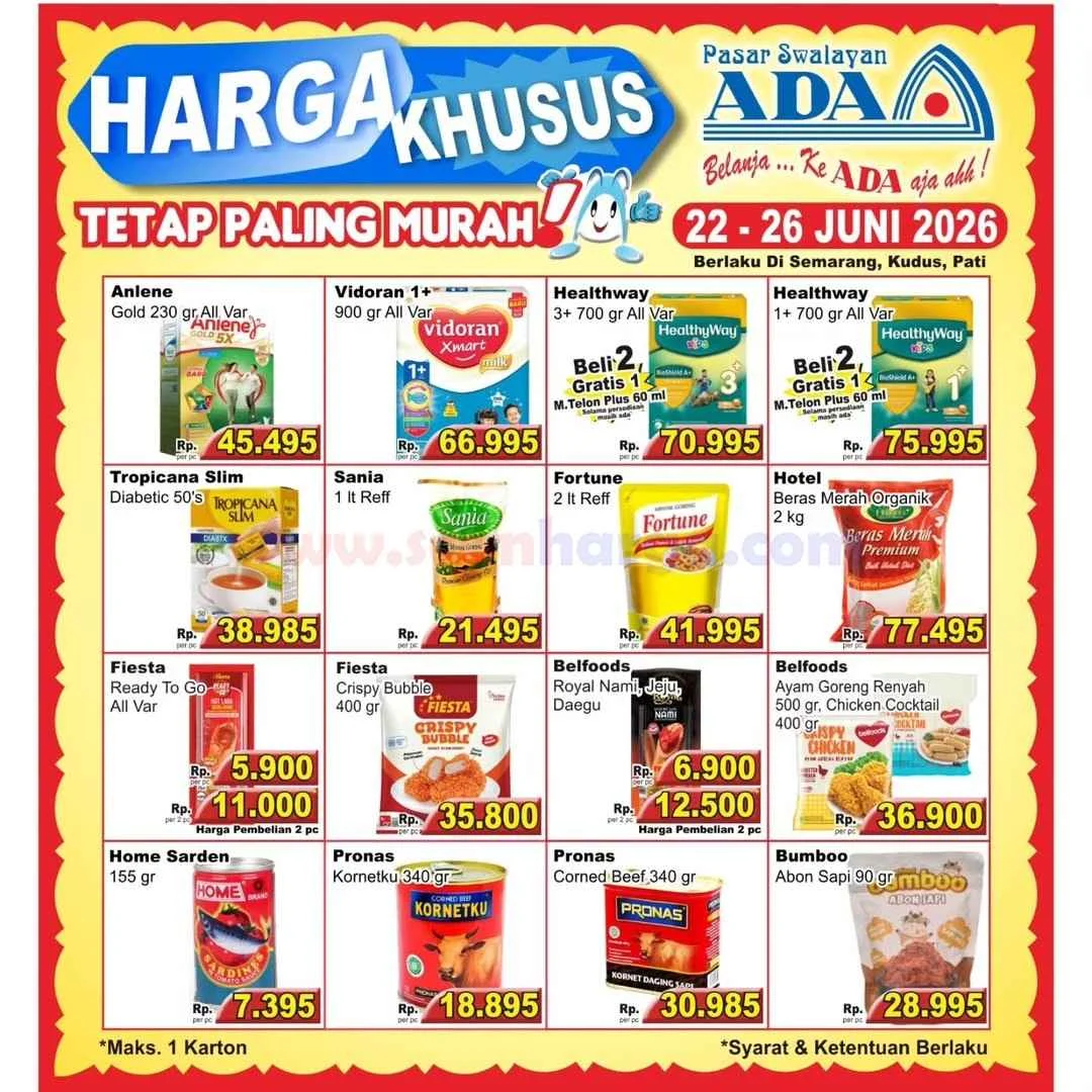 Promo Spesial Weekday Ada Swalayan: Diskon Menggiurkan 22-26 Juni 2026