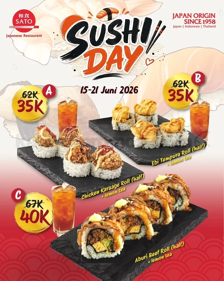 Promo Sushi Day Washoku Sato: Nikmati Paket Hemat Mulai Rp 25.000!