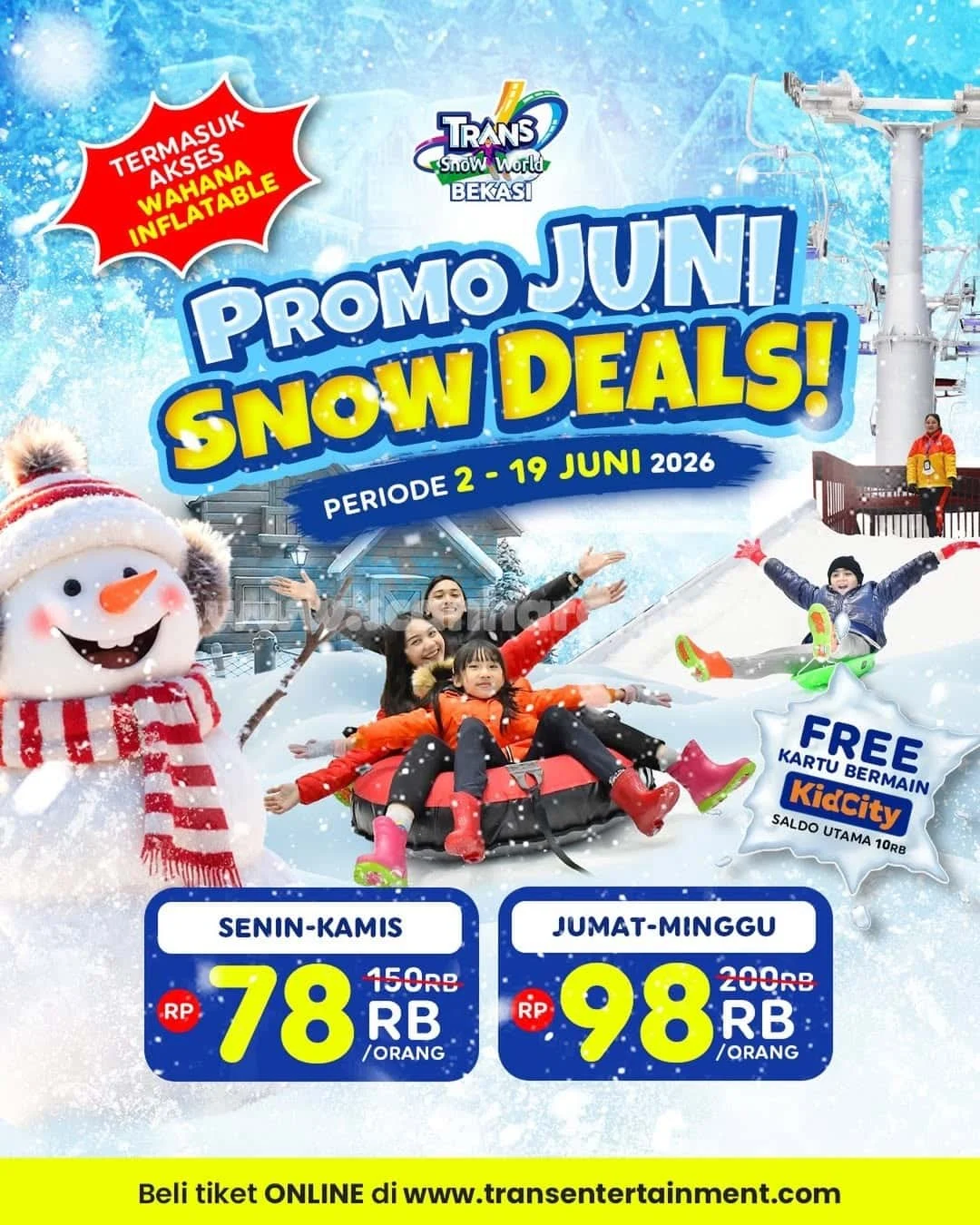 Promo Trans Snow World Bekasi: Liburan Salju Hemat Mulai Rp 78 Ribu