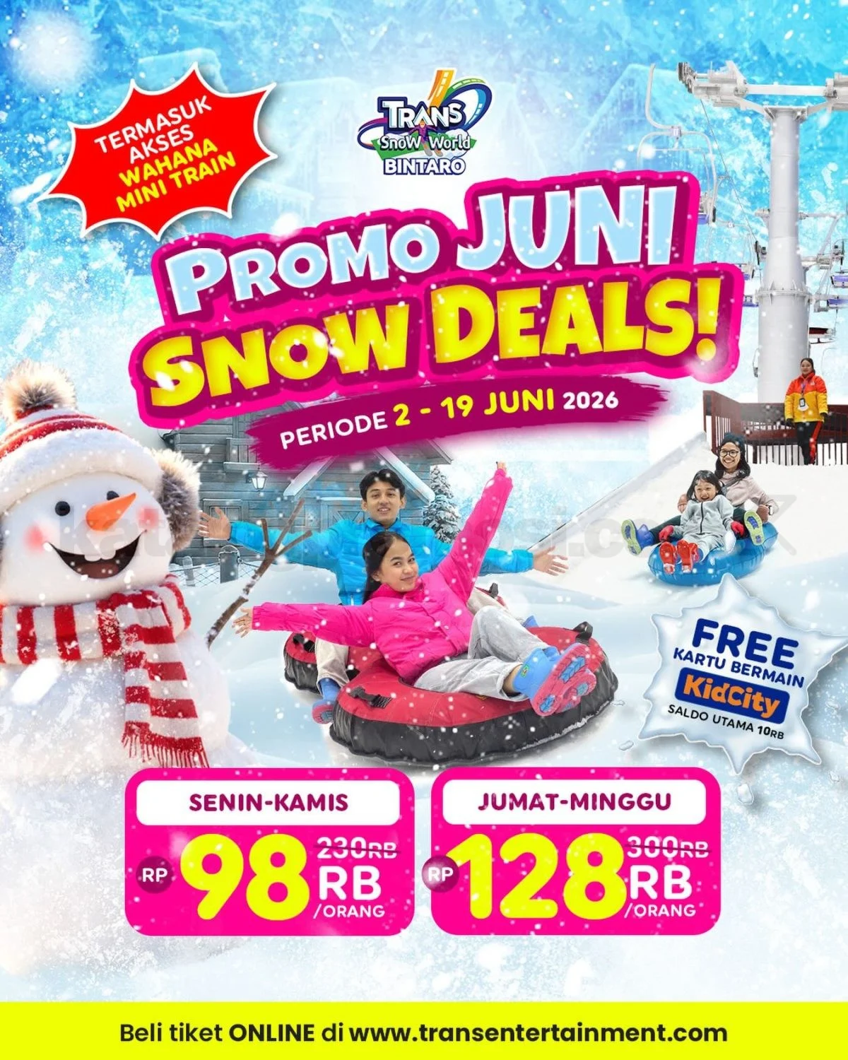 Promo Trans Snow World Bintaro: Salju Hemat Mulai 98 Ribu!