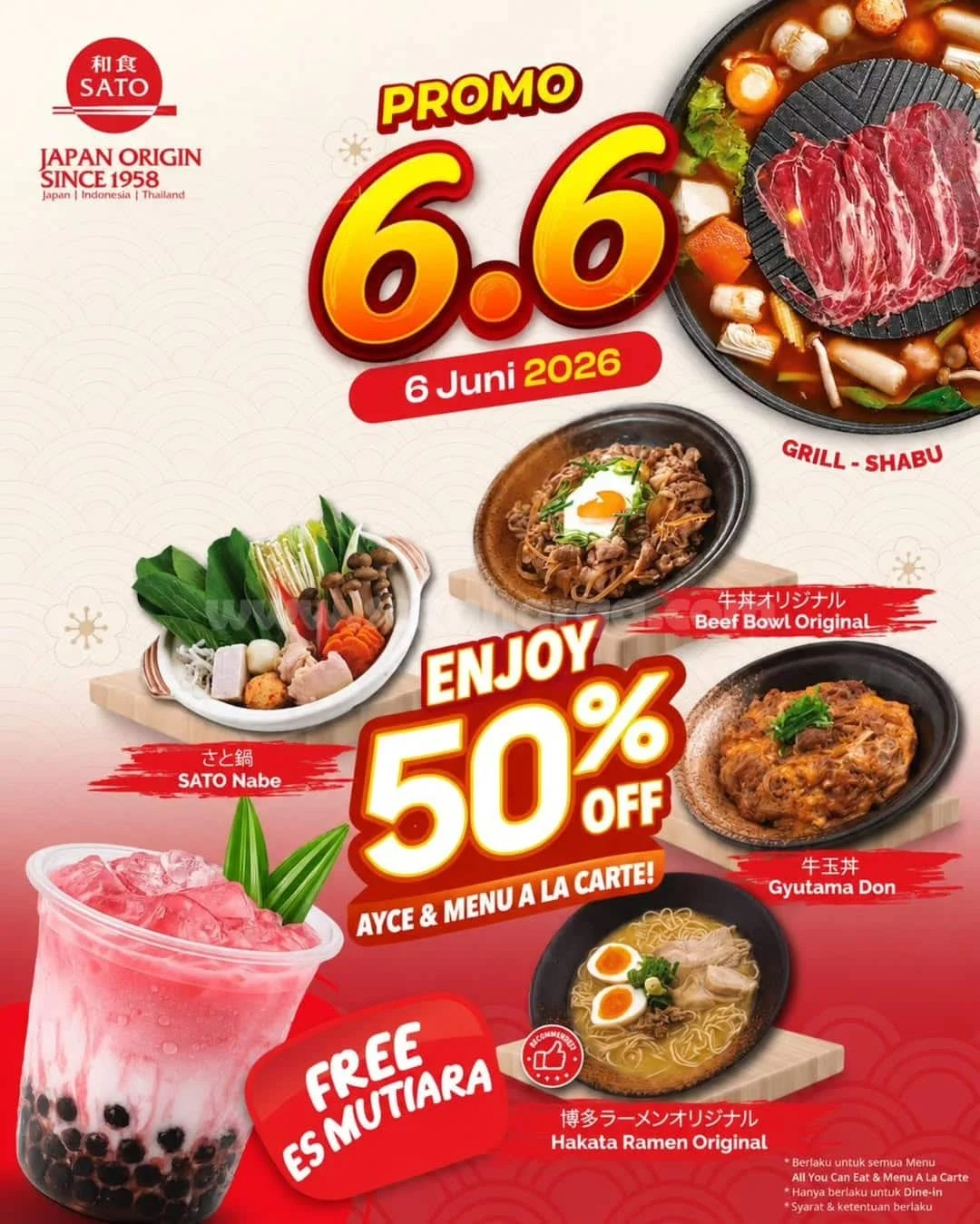 Promo Washoku Sato: Diskon 50% Double Date 6.6 untuk Anda!