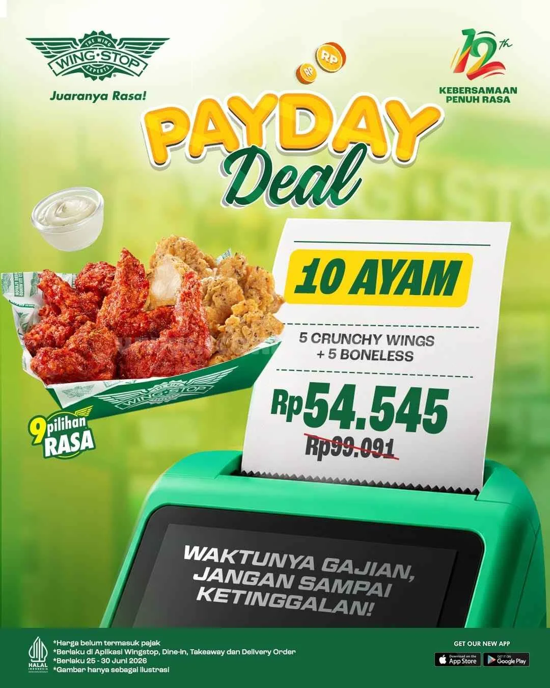 Promo Wingstop: 10 Ayam Gajian Hanya Rp 54.545!