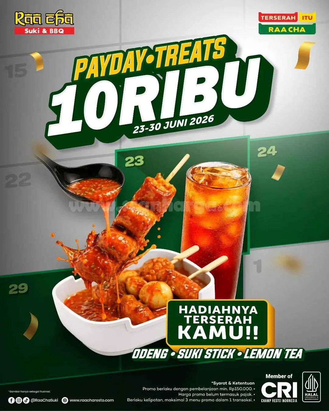 Raa Cha: Promo Payday Serba Rp10 Ribu, Nikmati Suki & Thai Tea!