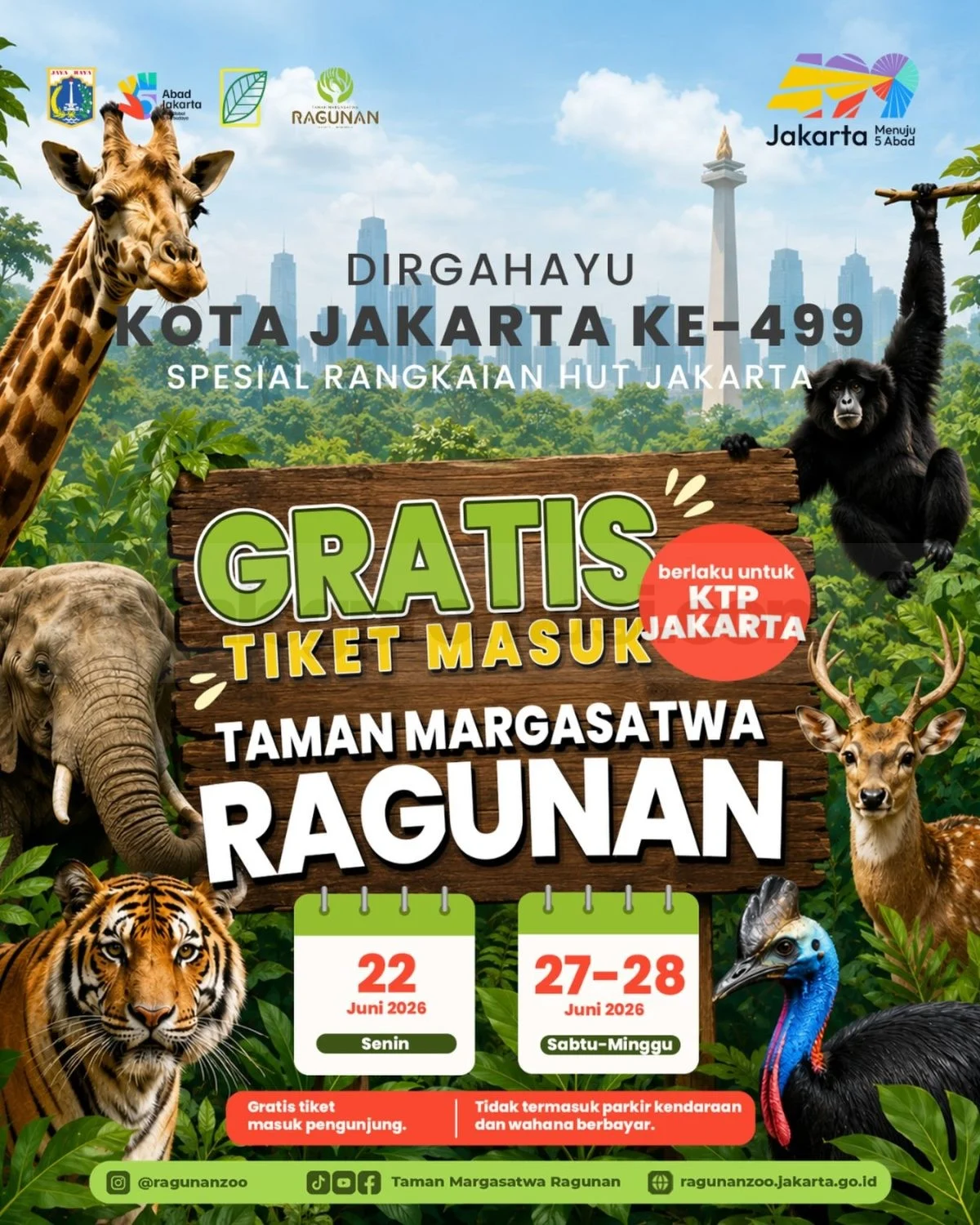 Ragunan Gratis Tiket HUT Jakarta ke-499: Ajak Warga DKI Nikmati Satwa!