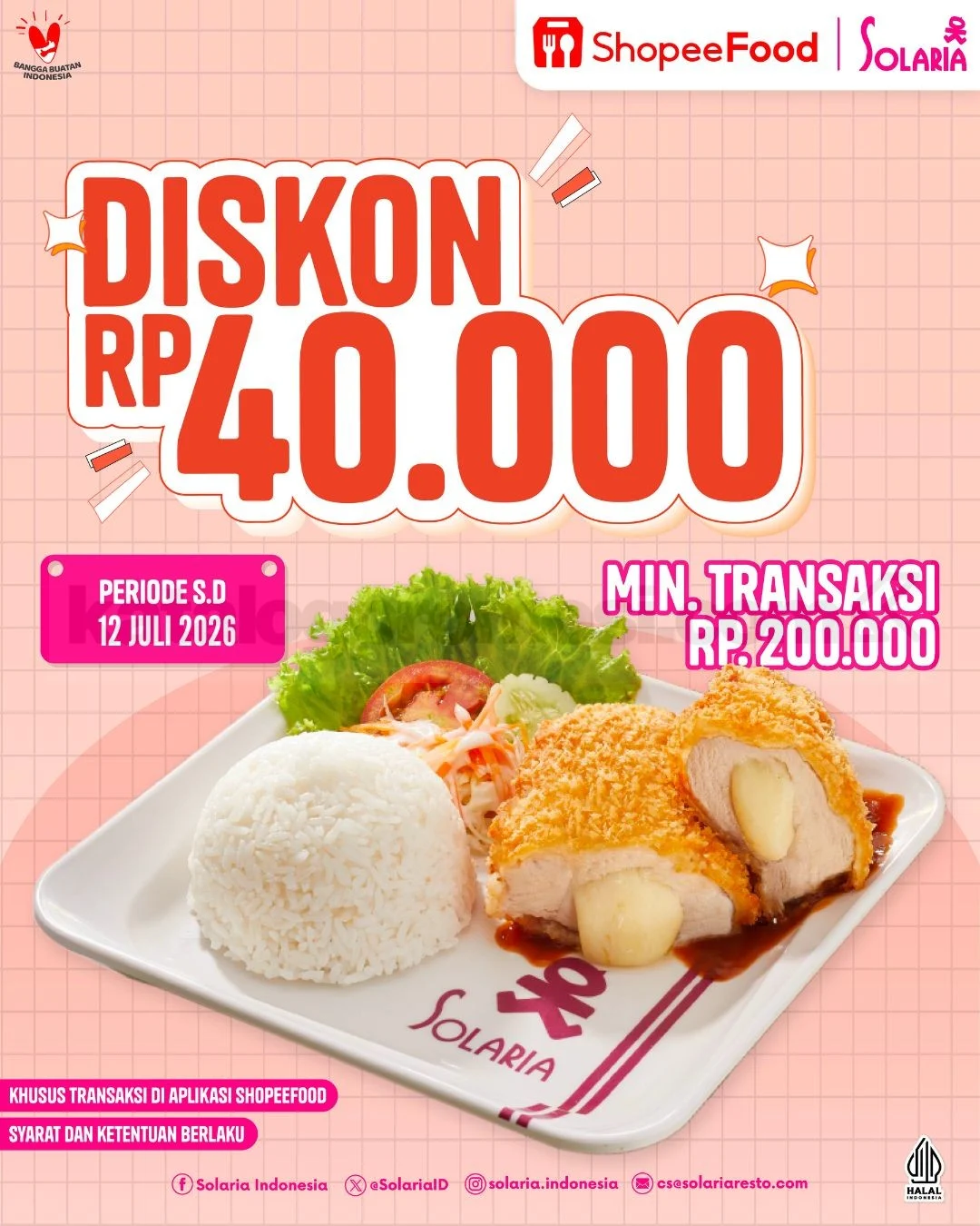 Solaria: Diskon Rp 40rb via ShopeeFood, Berlaku Hingga 2026!