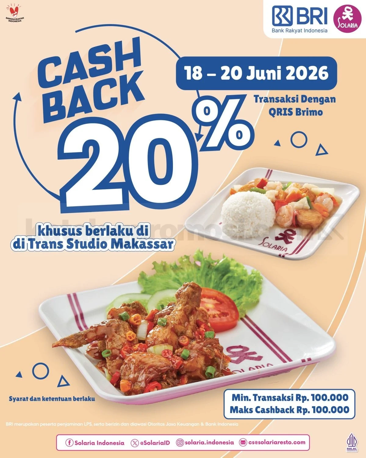 Solaria TSM Makassar: Cashback 20% Pakai BRImo Hingga 2026