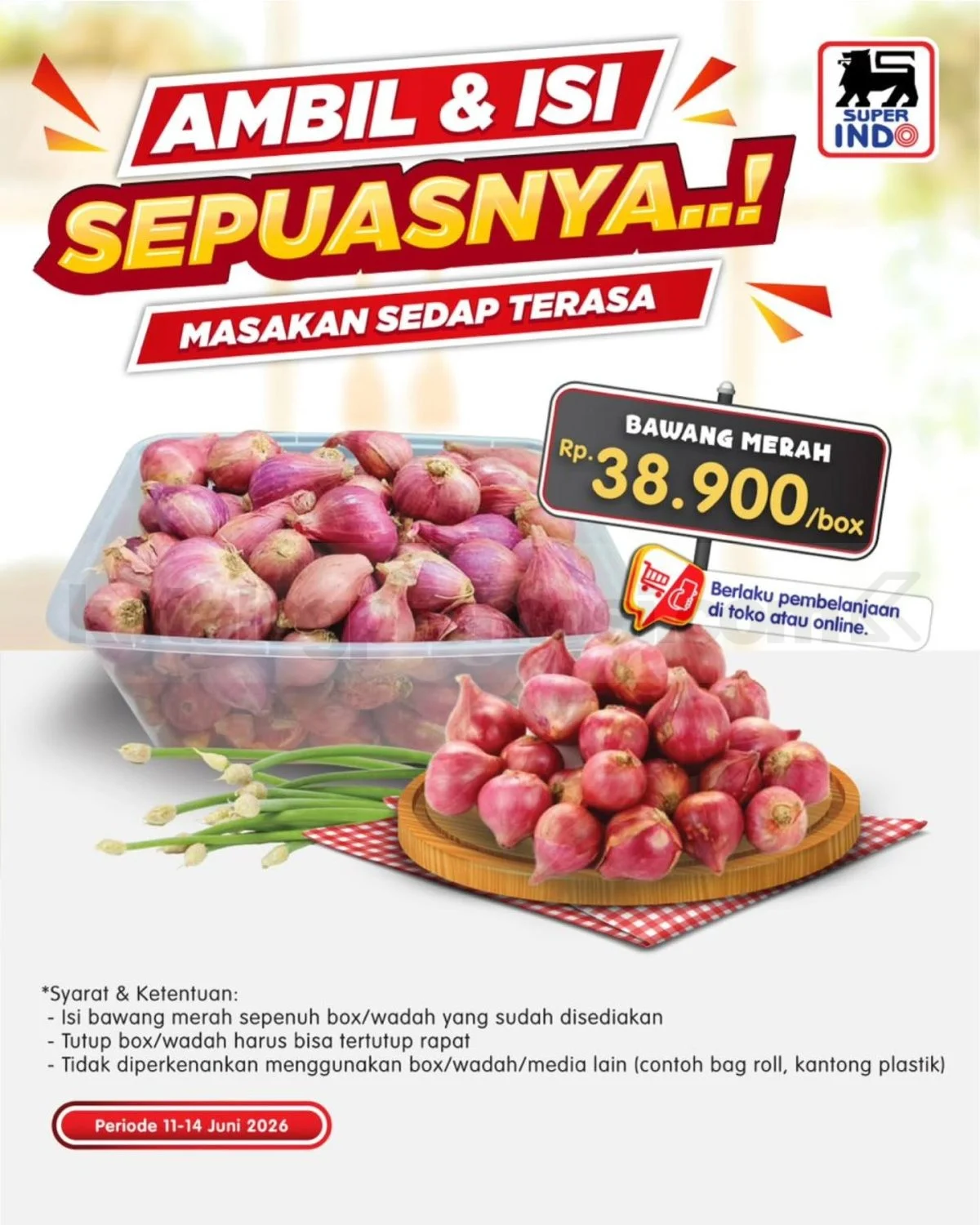 Super Indo Tawarkan Promo Bawang Merah 'Ambil & Isi' Rp 38.900