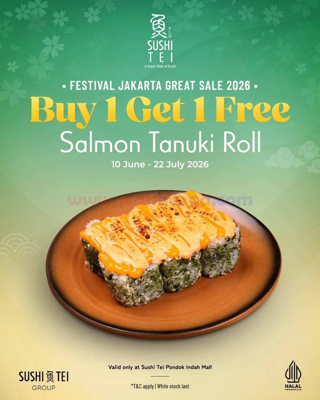 Sushi Tei: Buy 1 Get 1 Salmon Tanuki di JGS