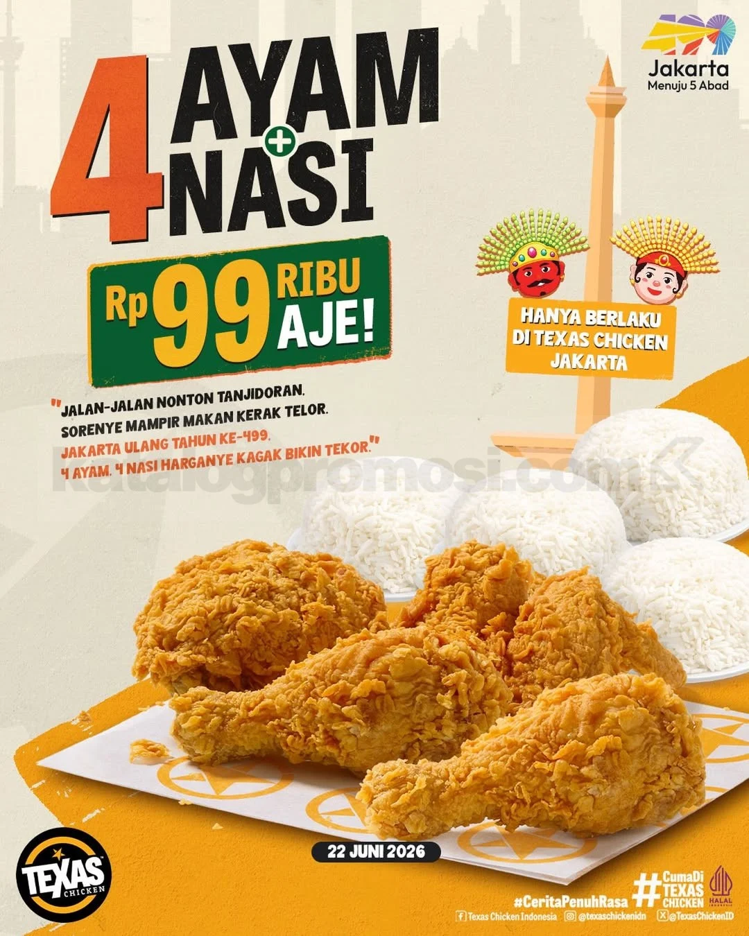 Texas Chicken Tawarkan Paket Hemat Rp99 Ribu Rayakan HUT Jakarta