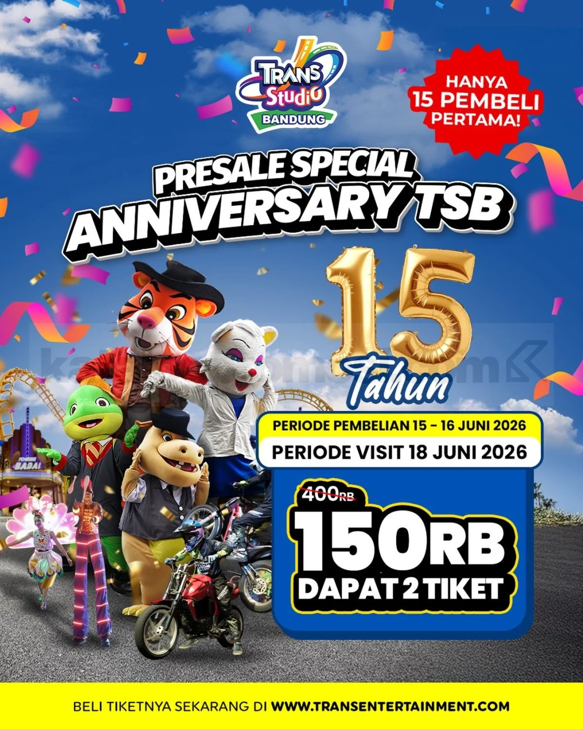 Trans Studio Bandung: Promo Anniversary 2 Tiket Rp 150 Ribu