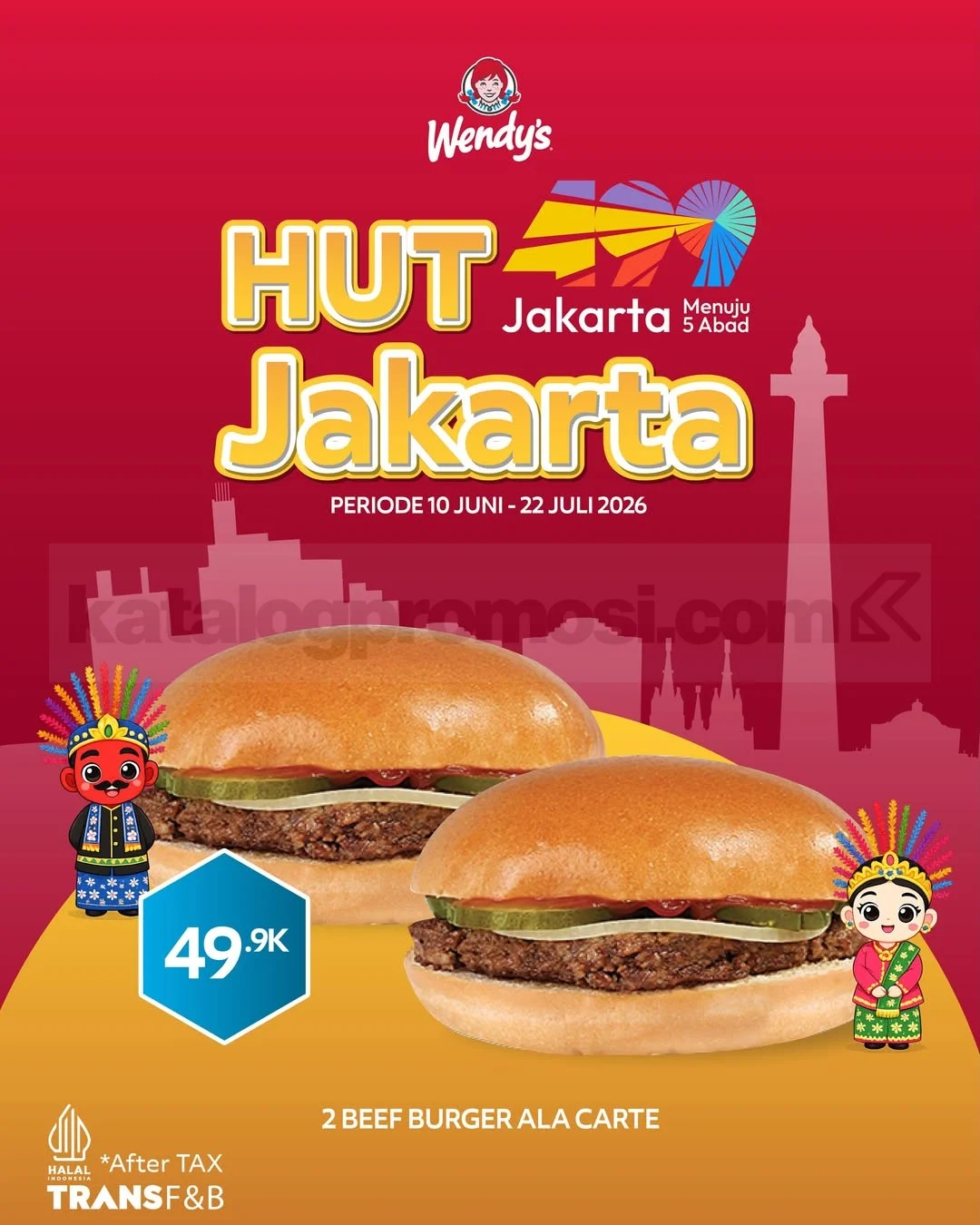 Wendy's Tawarkan 2 Beef Burger Rp 49.900 untuk HUT Jakarta