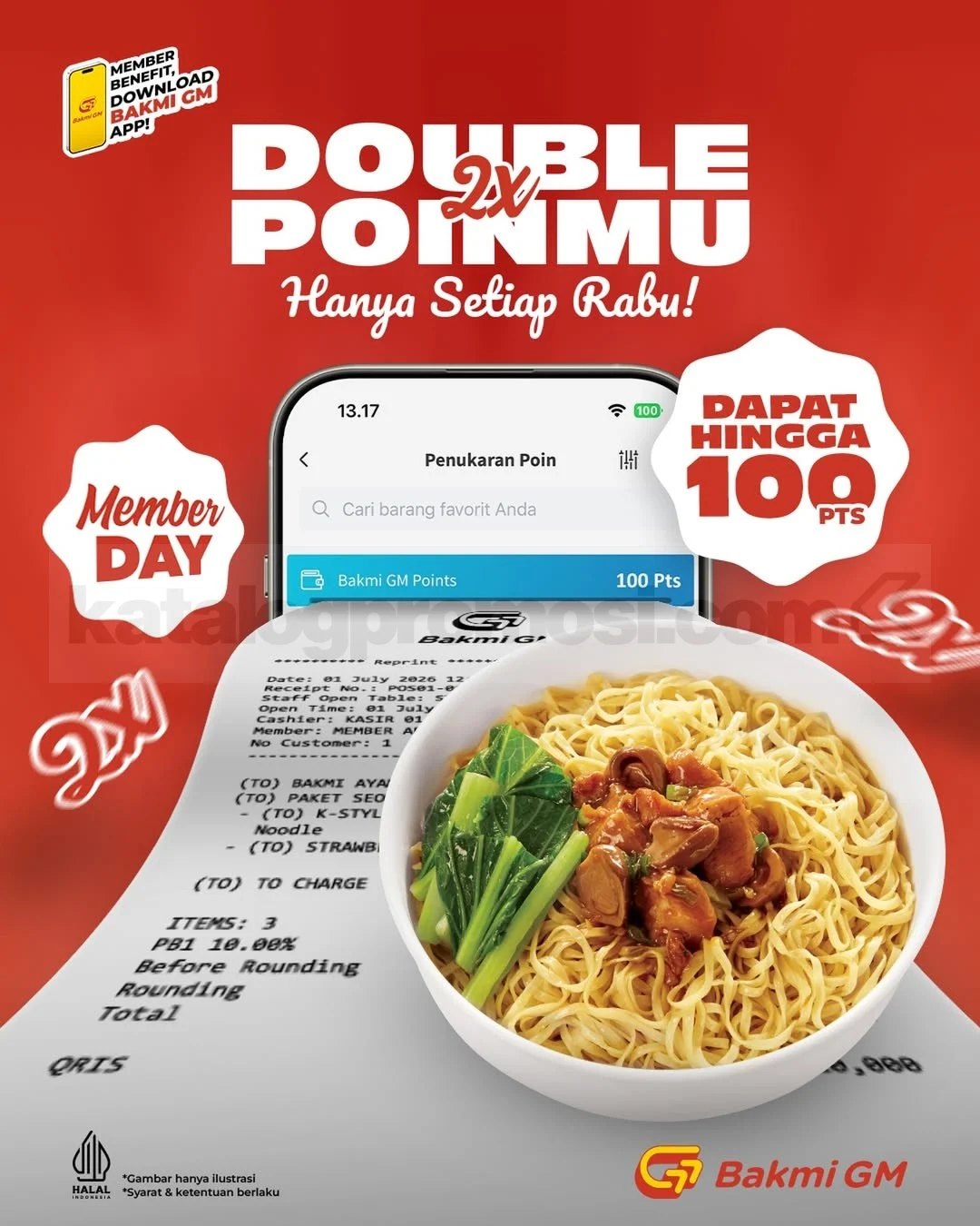 Bakmi GM: Rabu Spesial, Poin Ganda Hingga 100