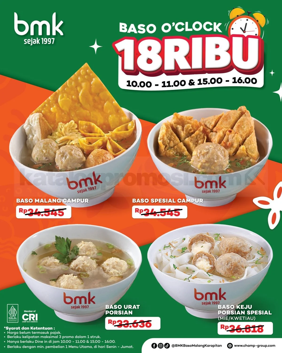 BMK Tawarkan Promo Baso O'Clock Mulai Rp 18 Ribu
