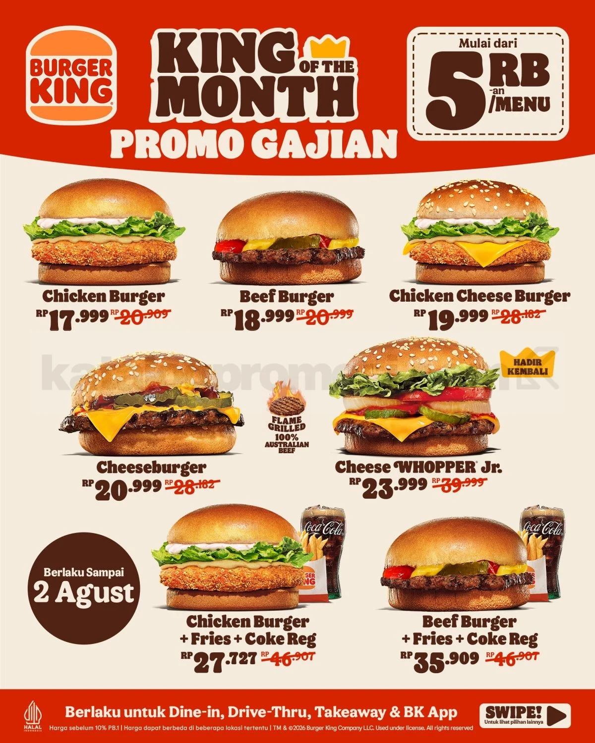 Burger King Promo Gaji: King of the Month Mulai 5 Ribu!