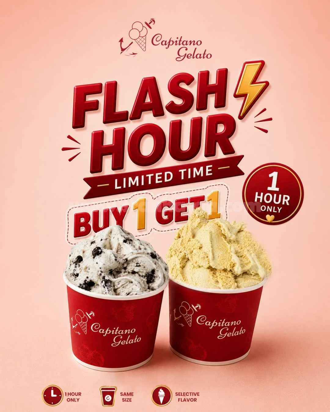 Capitano Gelato: Promo Beli 1 Gratis 1 Gelato Cup Akhir Pekan!