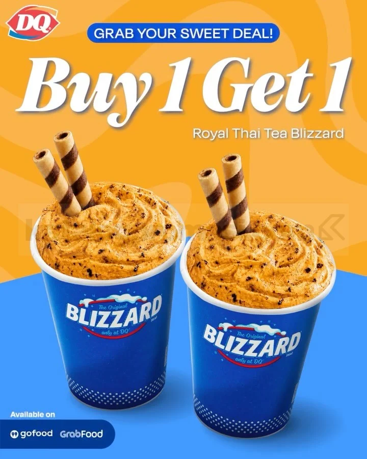 DQ: Royal Thai Tea Blizzard Beli 1 Gratis 1 di GrabFood/GoFood