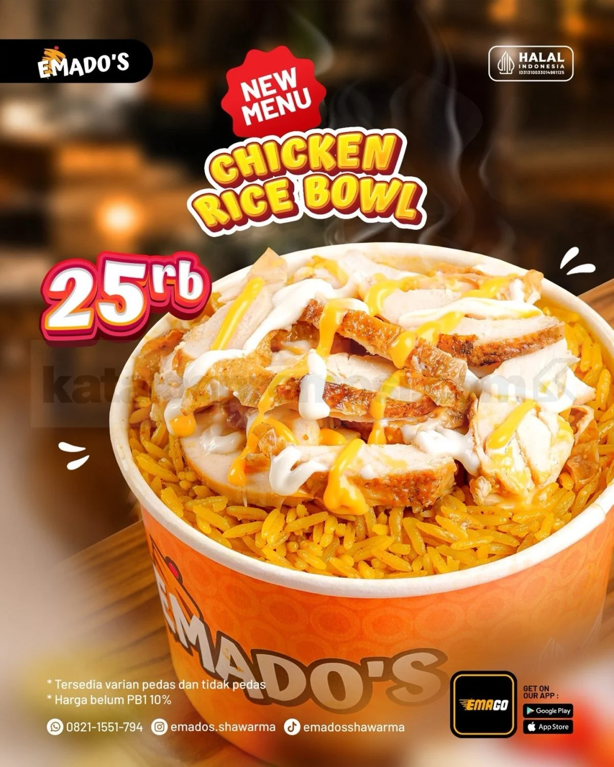 Emado's Tawarkan Chicken Rice Bowl Baru Rp 25 Ribu