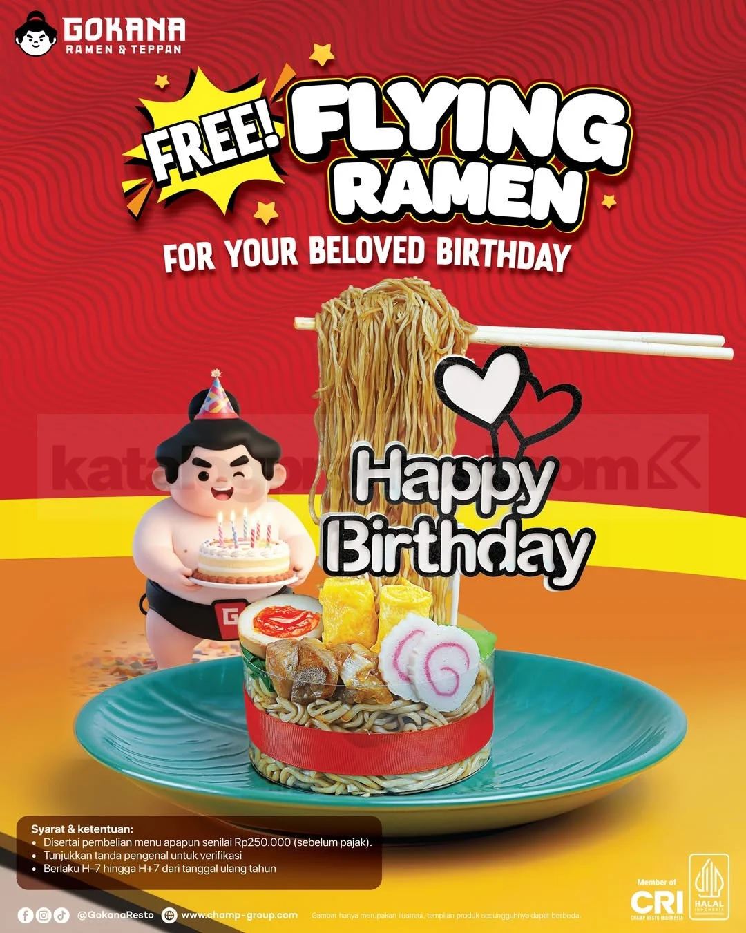 Gokana Beri Flying Ramen Gratis di Hari Ulang Tahun