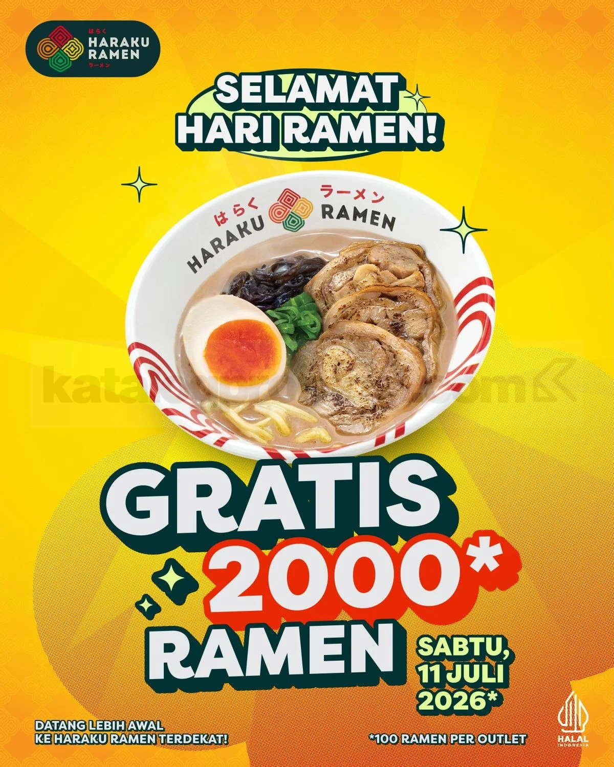 Haraku Ramen Beri 2.000 Ramen Gratis di Hari Spesial