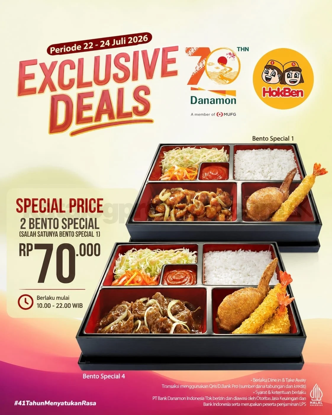 HokBen & Danamon: 2 Bento Spesial Rp70 Ribu