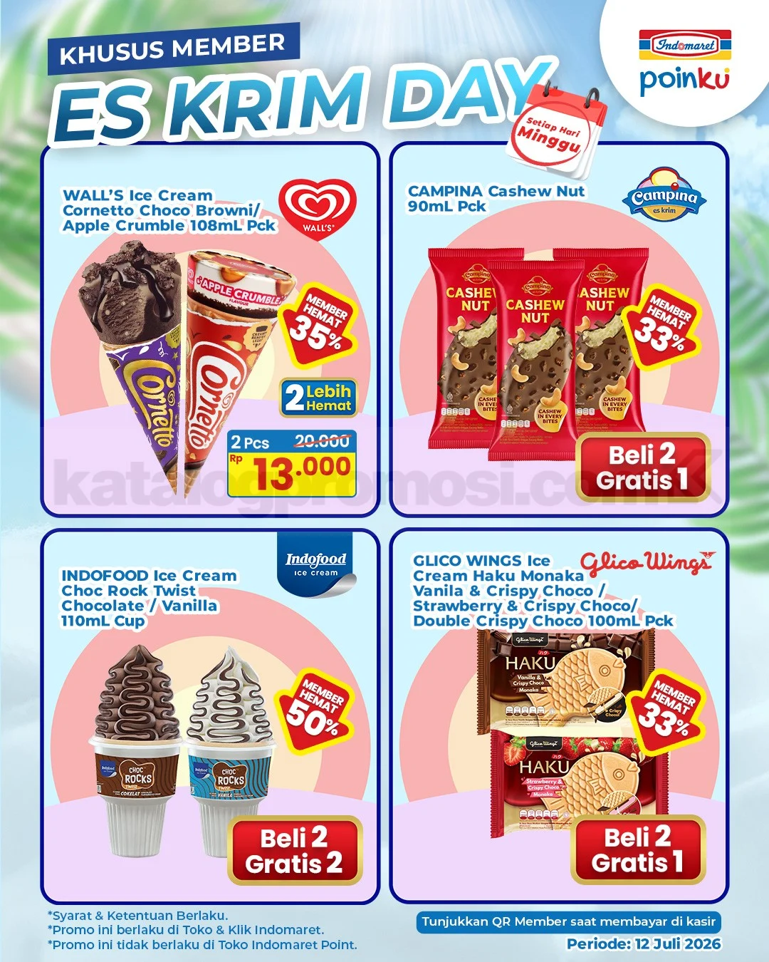 Indomaret Es Krim Day: Beli 2 Gratis 1 Spesial 12 Juli 2026