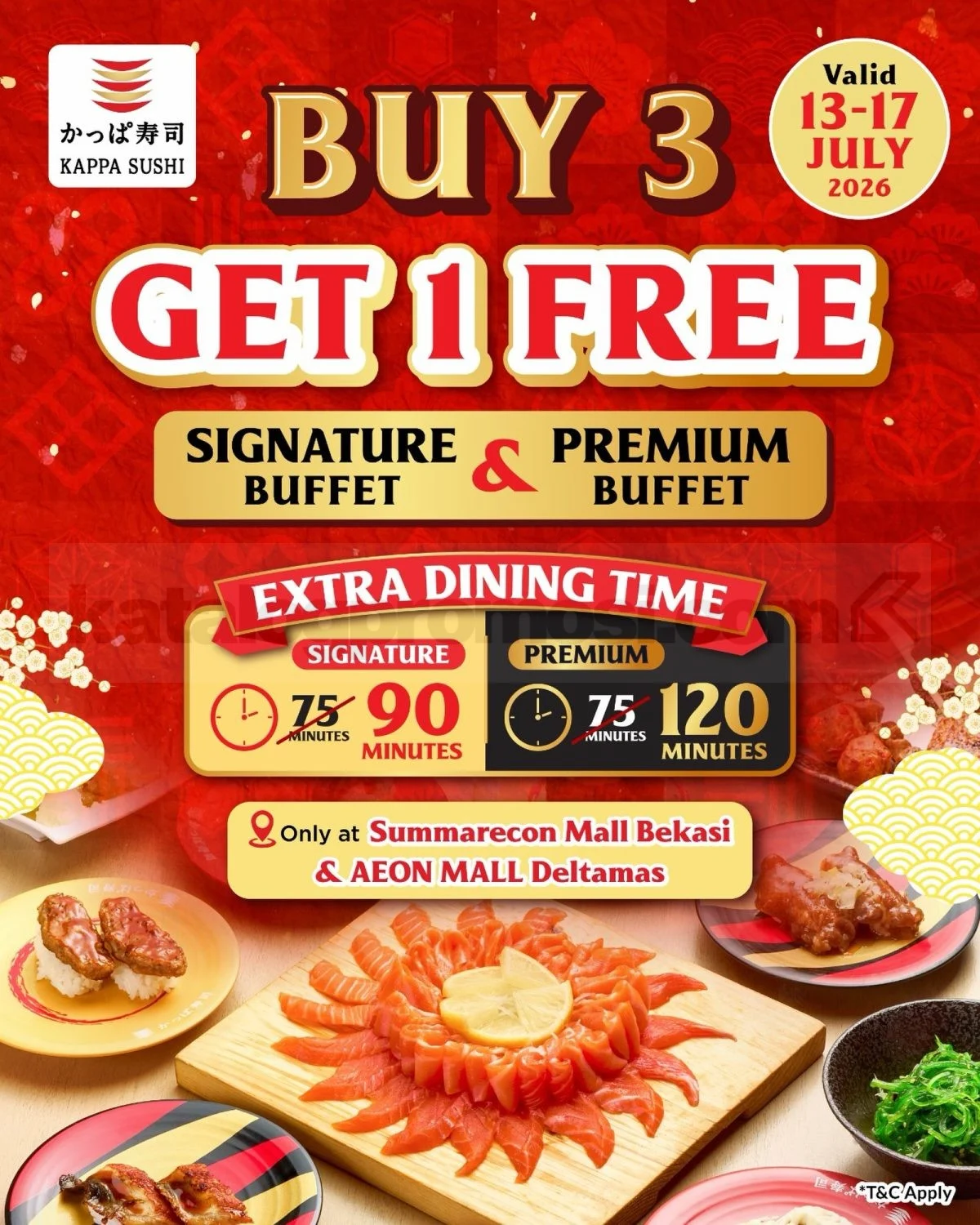 Kappa Sushi: Beli 3 Gratis 1 Buffet & Waktu Makan Lebih Lama!