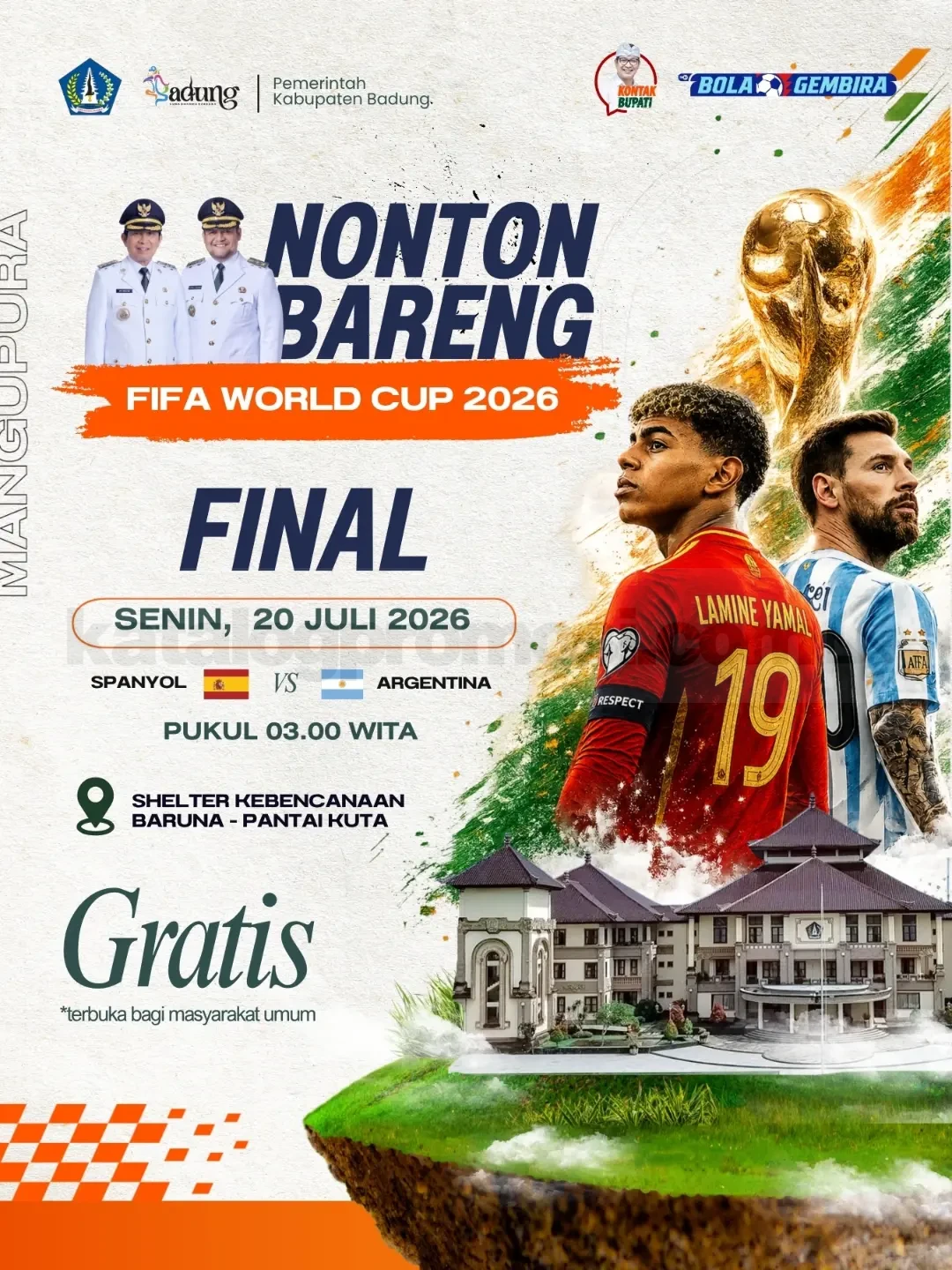 Nonton Bareng Final Piala Dunia 2026 di Kuta Gratis