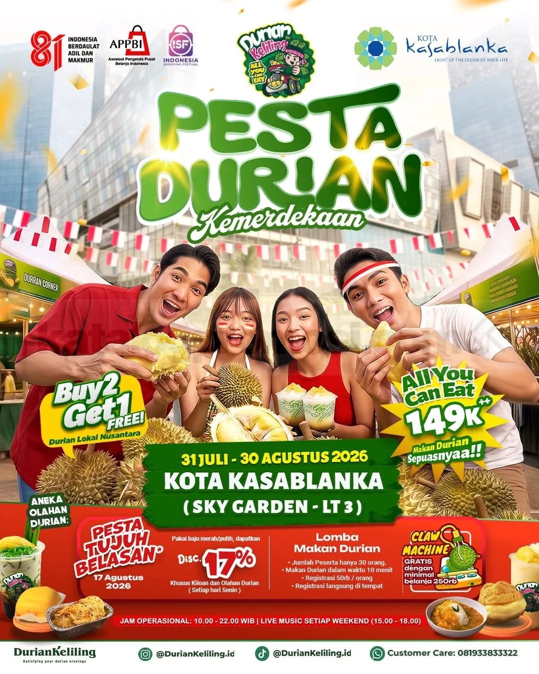 Pesta Durian Kota Kasablanka: Rayakan Kemerdekaan dengan Durian Melimpah