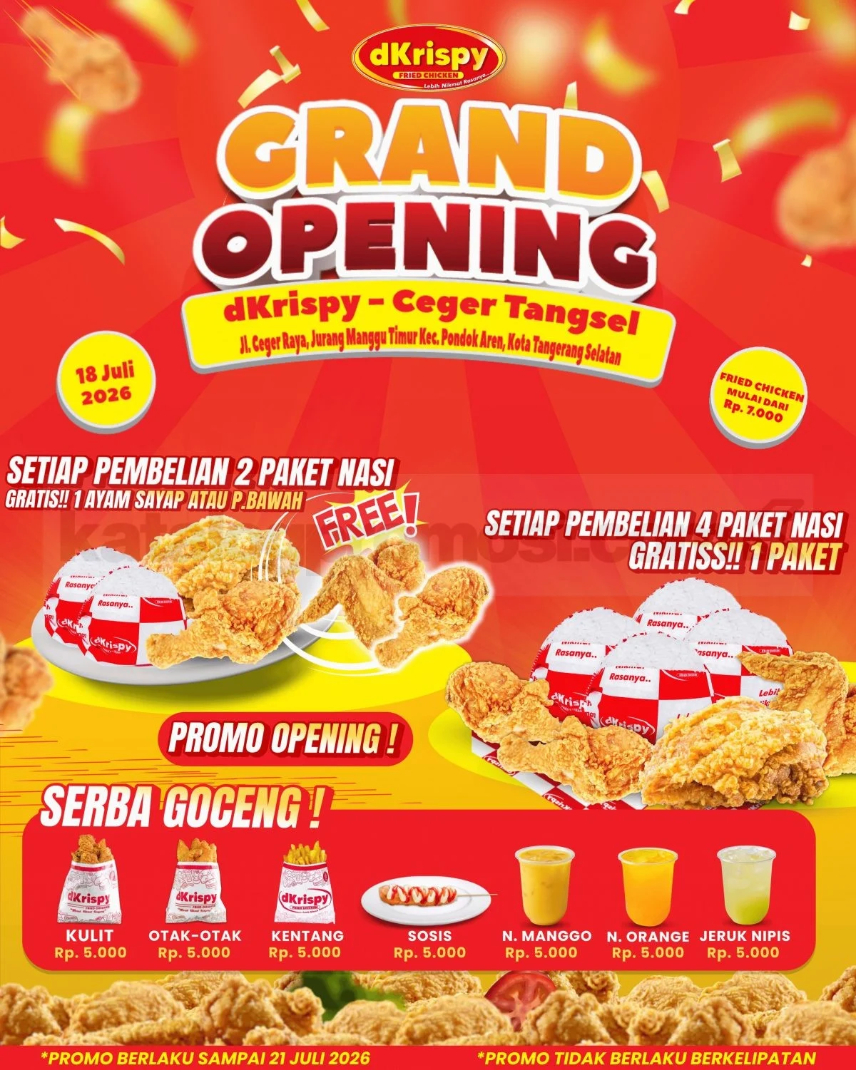 Promo dKrispy Ceger Tangsel: Beli 1 Gratis 1 & Diskon Menggoda!