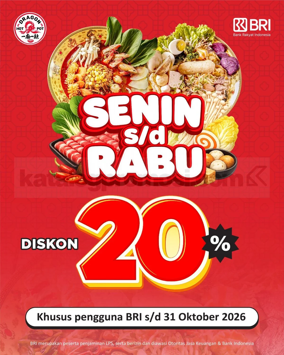Promo Dragon Hot Pot BRI: Diskon 20% Tiap Senin-Rabu Hingga Okt 2026