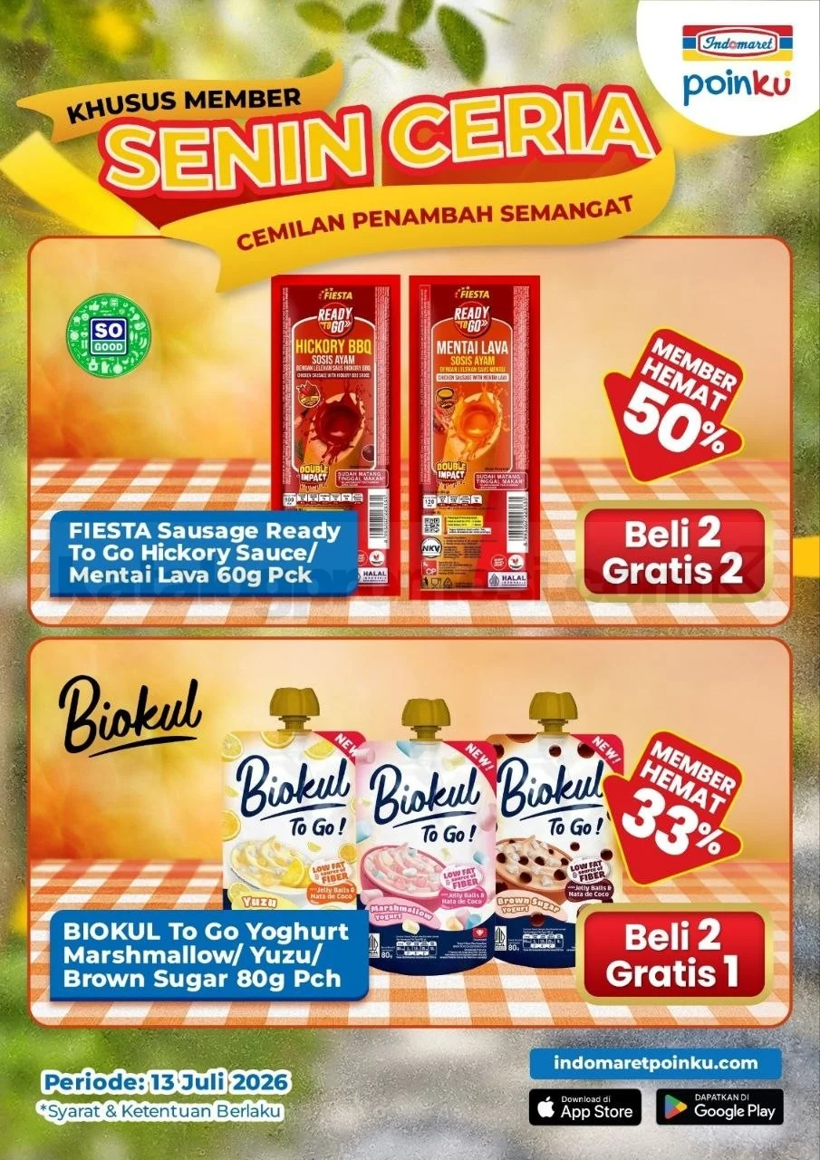 Promo Indomaret Senin Ceria: Beli 2 Gratis 1 untuk Member Poinku