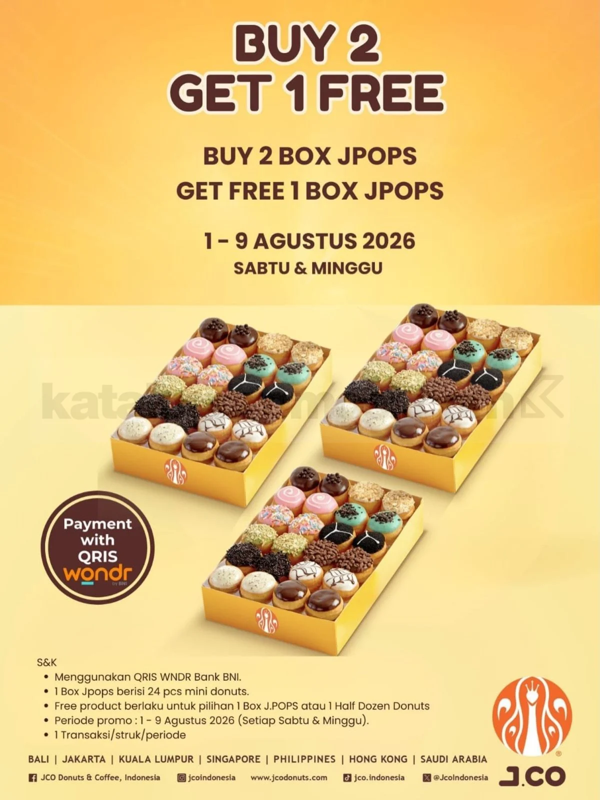 Promo JCO: Beli 2 Box JPOPS, Gratis 1 Box/Half Dozen!