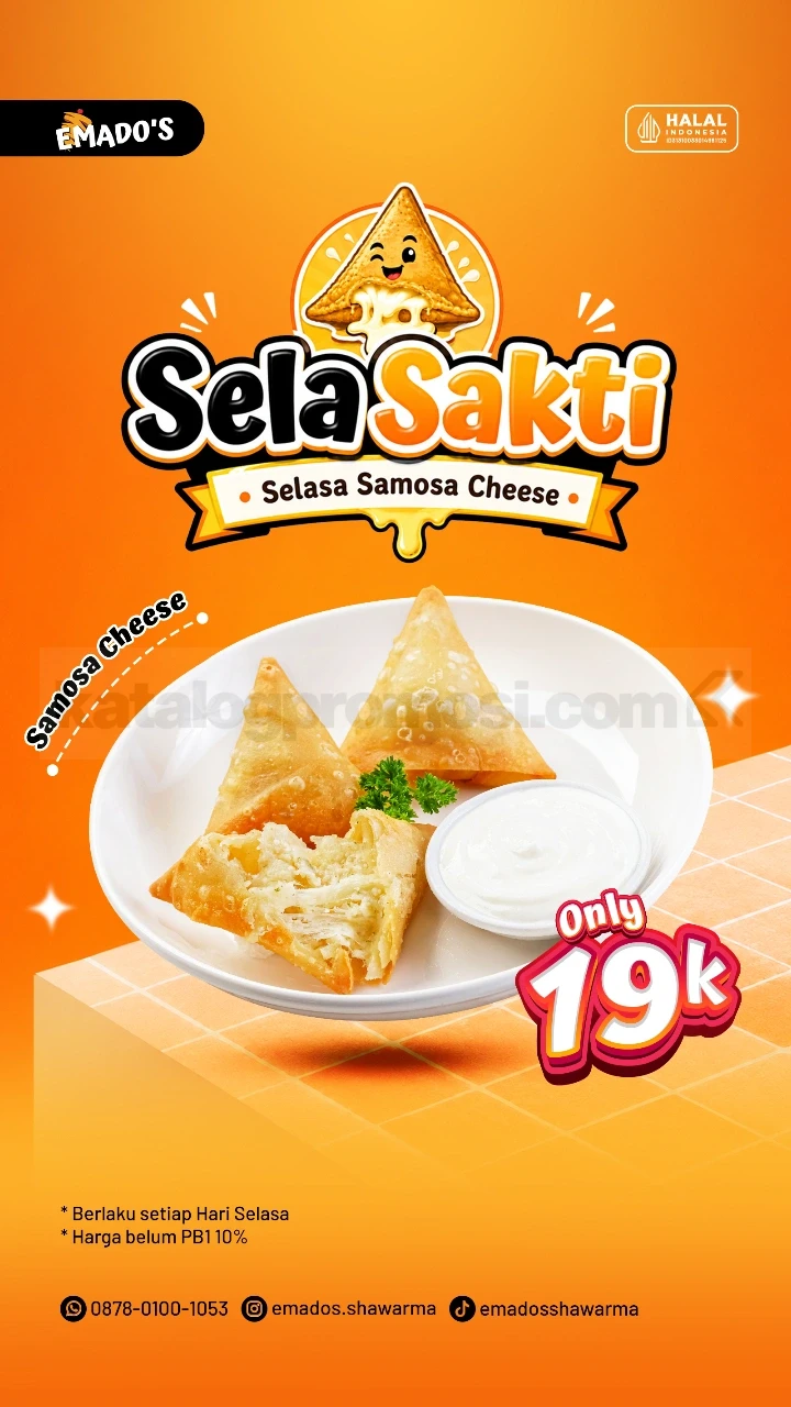 Promo SelaSakti Emado's: 3 Samosa Cheese Hanya Rp 19.000 Tiap Selasa