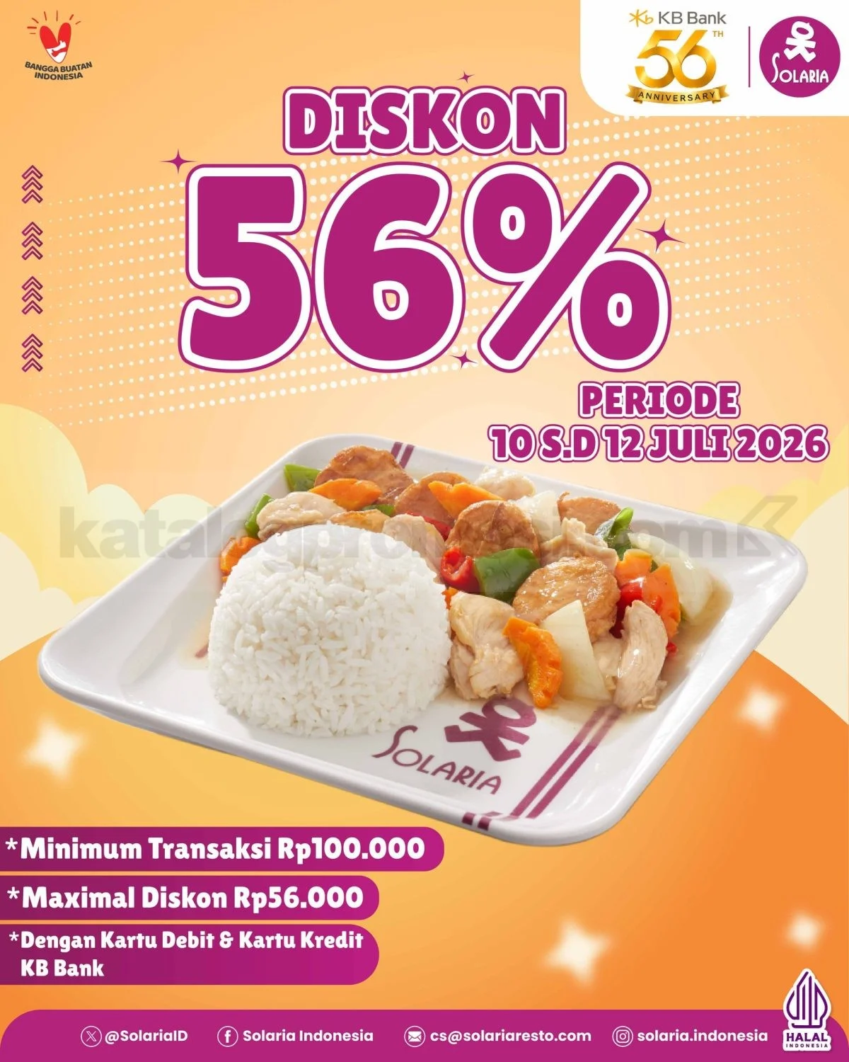Promo Solaria Spesial HUT KB Bank: Diskon 56% Hingga Rp56.000