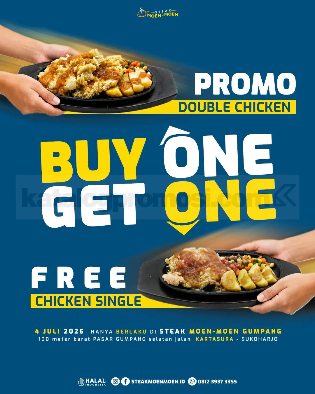 Promo Steak Moen Moen: Beli 1 Double Chicken, Gratis 1 Chicken Hotplate