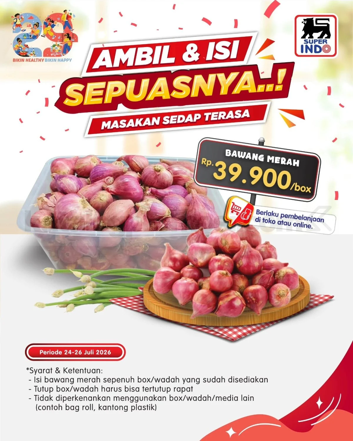 Promo Super Indo: Isi Bawang Merah Sepuasnya Rp39.900!