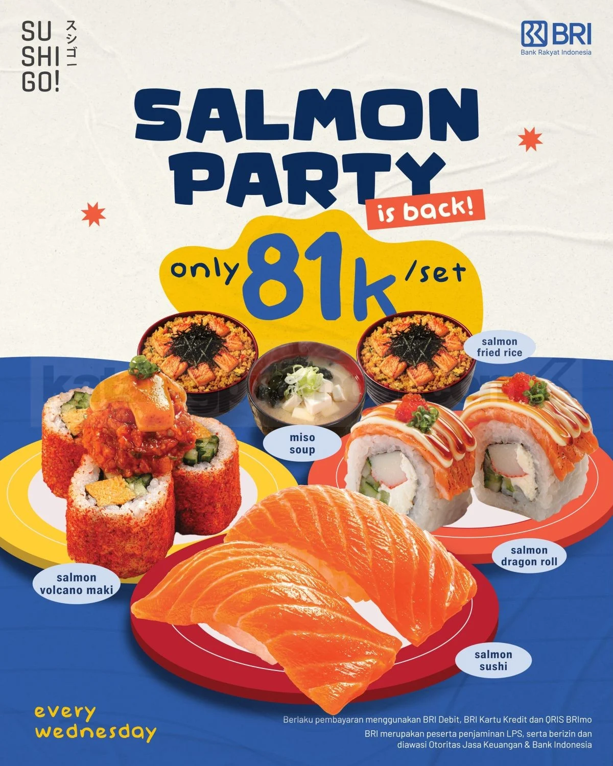 Promo Sushi Go: Salmon Party Hemat Rp 81rb Tiap Rabu Agustus 2026