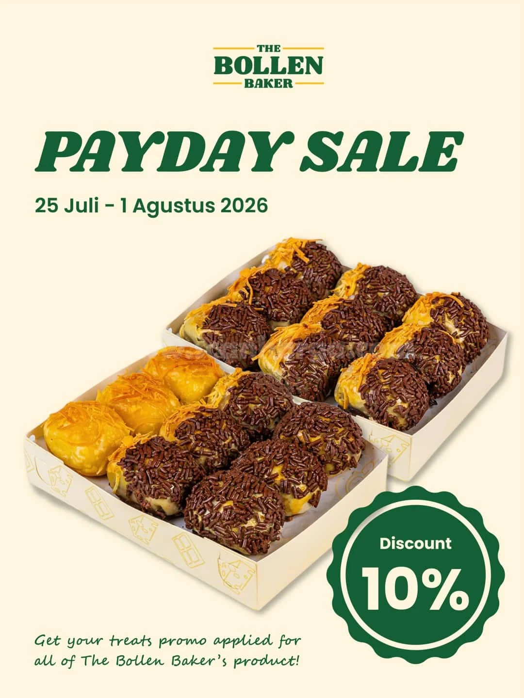 Promo The Bollen Baker: Diskon Gajian 10% Hingga 2 Agustus