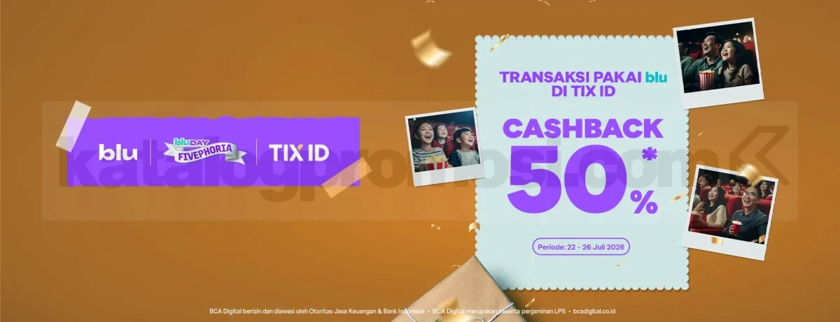 Promo TIX ID x blu by BCA: Cashback 50% Tiket Bioskop!