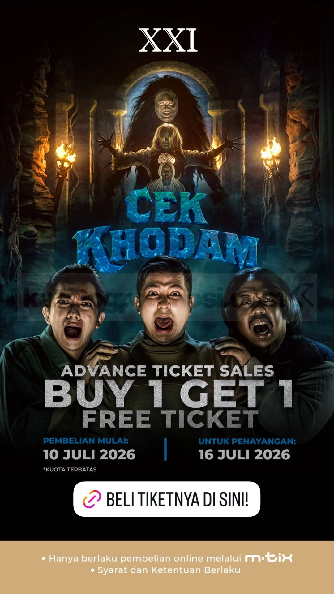Promo XXI: Beli 1 Gratis 1 Tiket Film Cek Khodam di m.tix