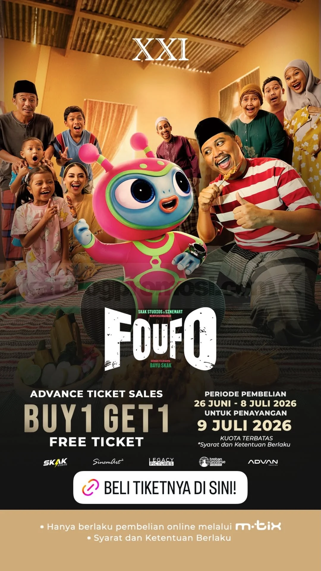 Promo XXI: Beli 1 Gratis 1 Tiket Film Foufo di m.tix!