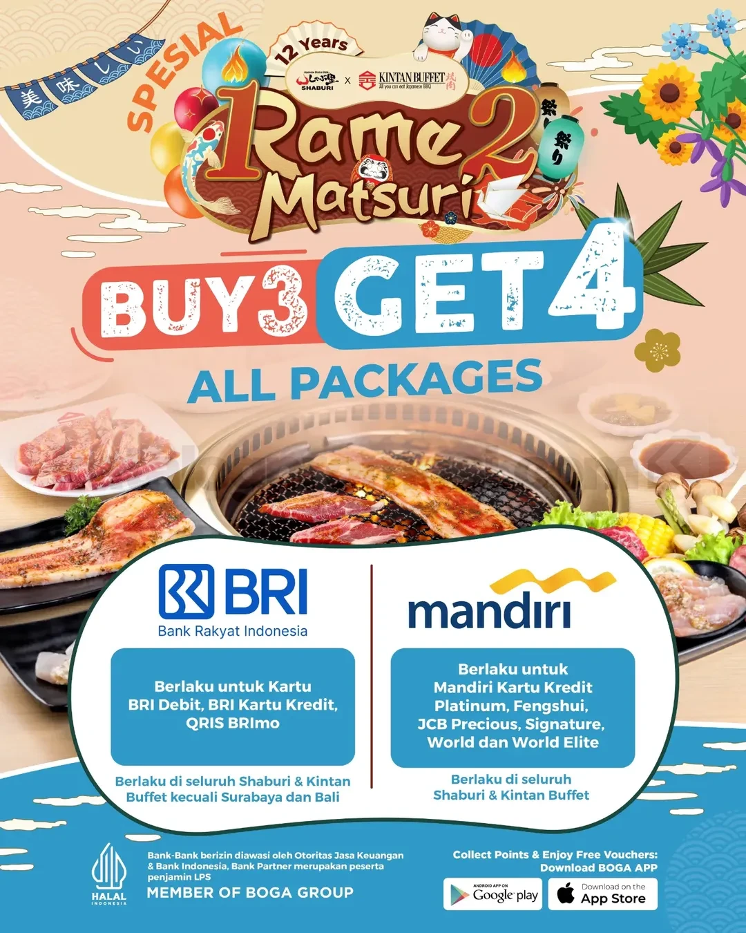 Shaburi x Kintan: Beli 3 Gratis 1 Spesial Anniversary BRI & Mandiri