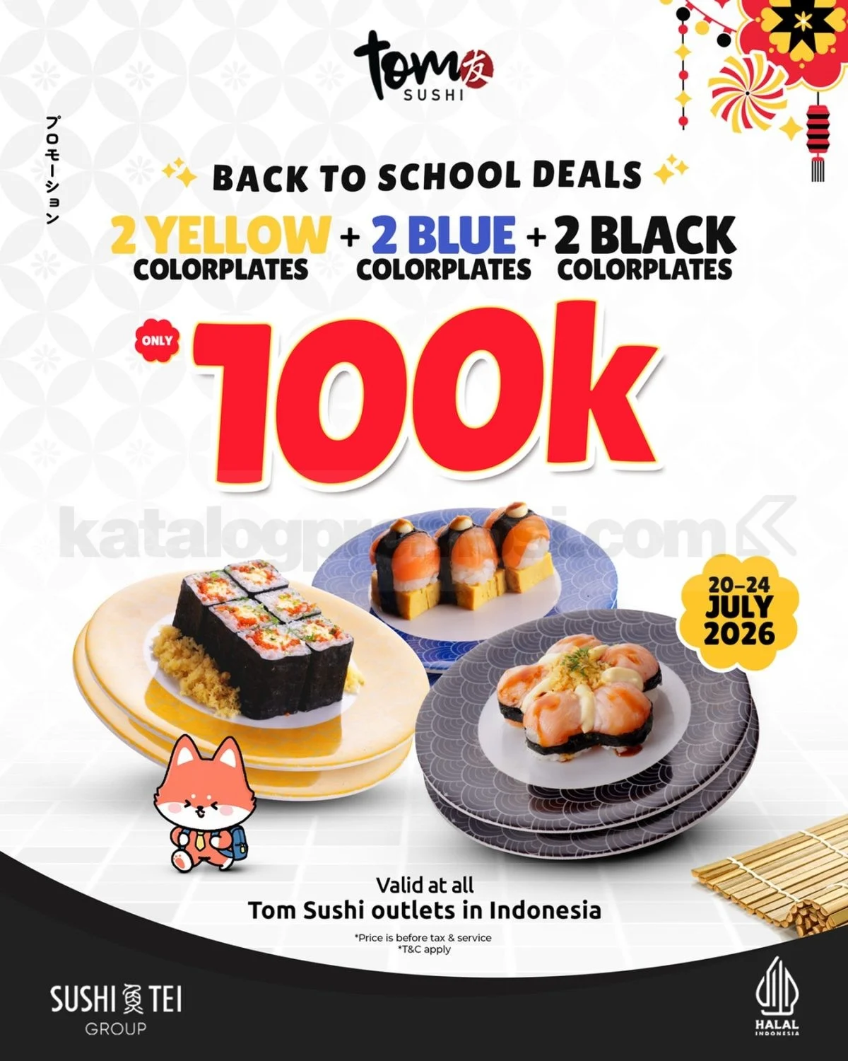 Tom Sushi: Promo Back To School 6 Plate Rp 100.000