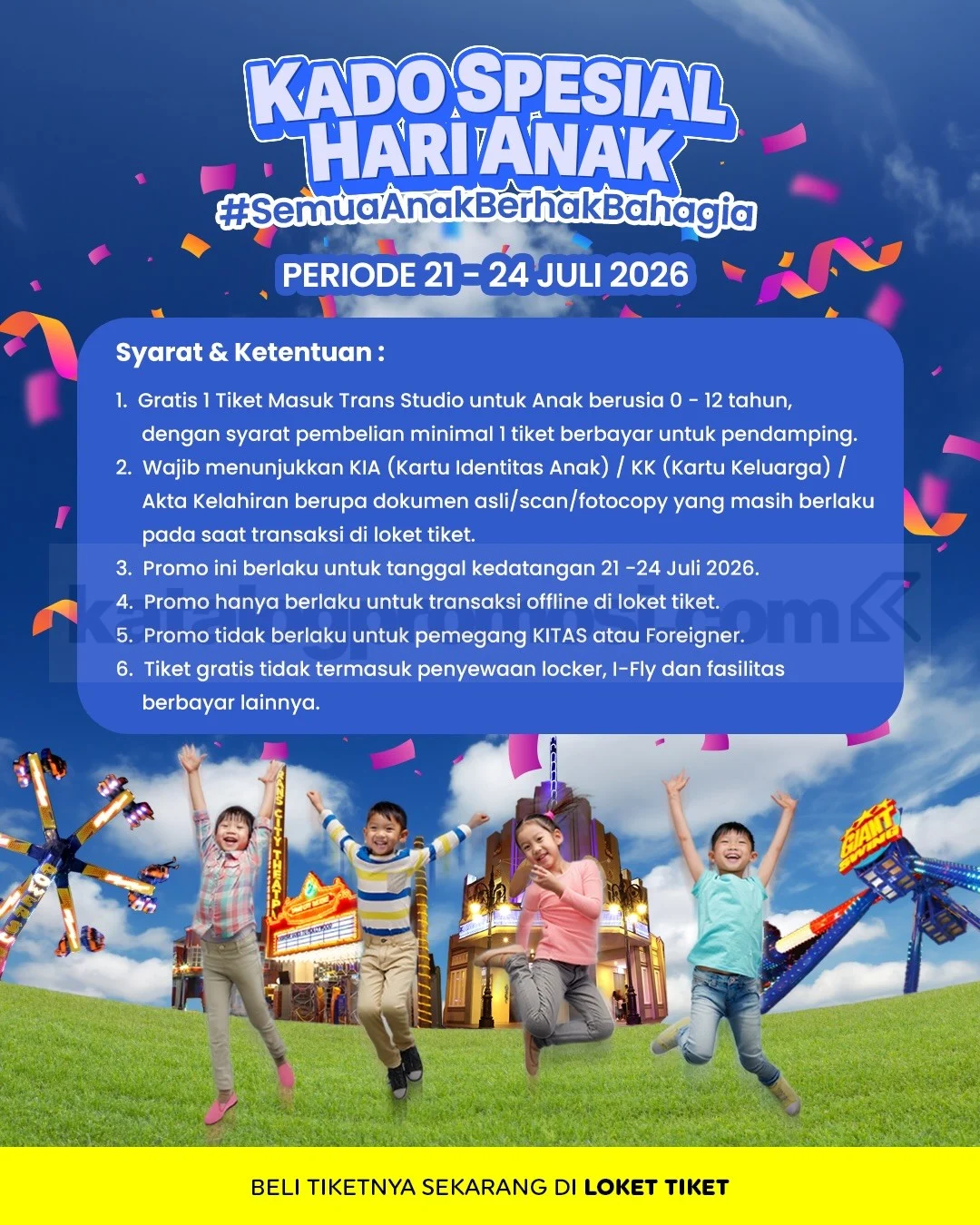 Trans Studio Bandung: Gratis Tiket Anak Hari Nasional 2026!